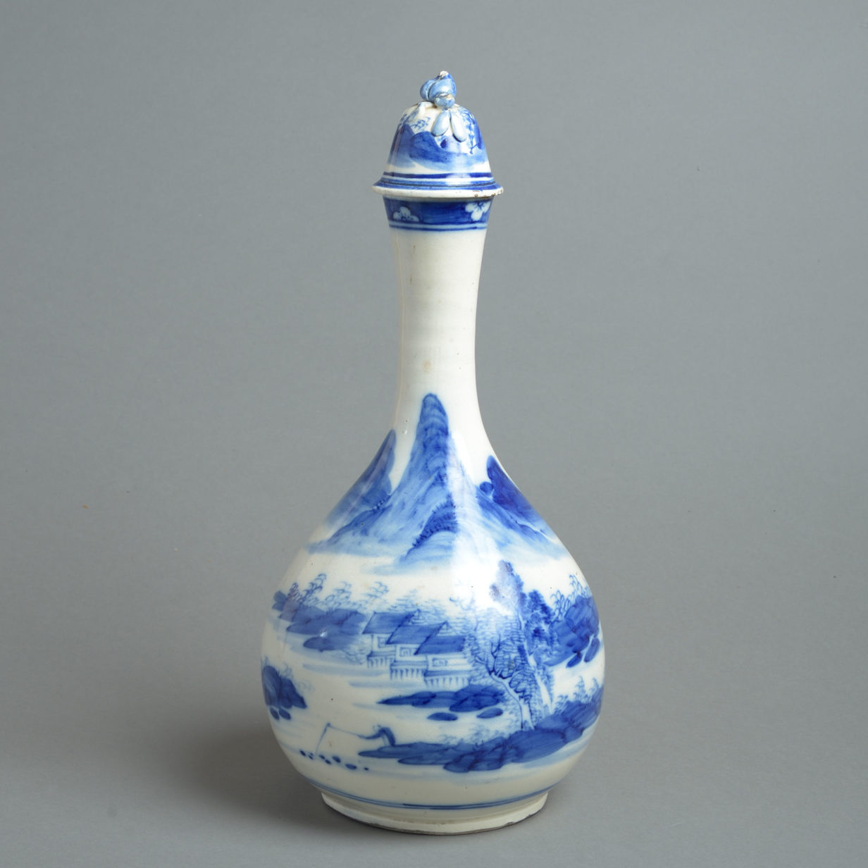 19th century blue and white porcelain vase with stopper