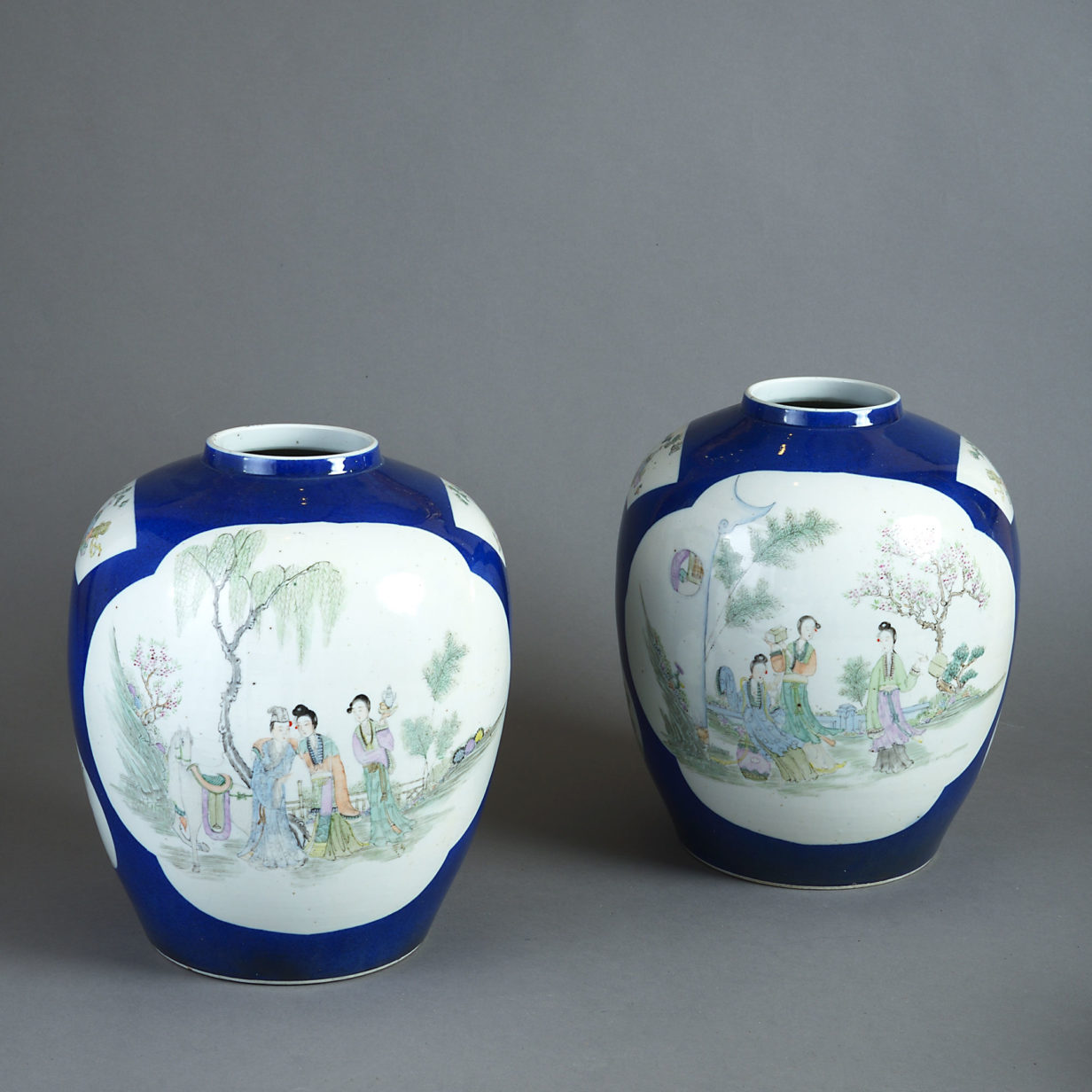 A pair of qing dynasty porcelain jar vases