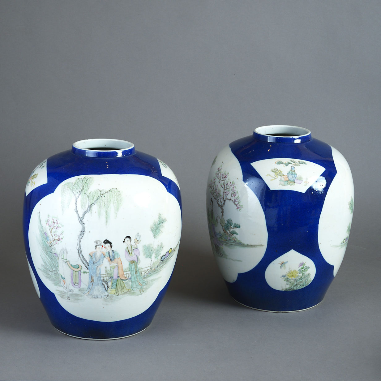 A Pair of Qing Dynasty Porcelain Jar Vases