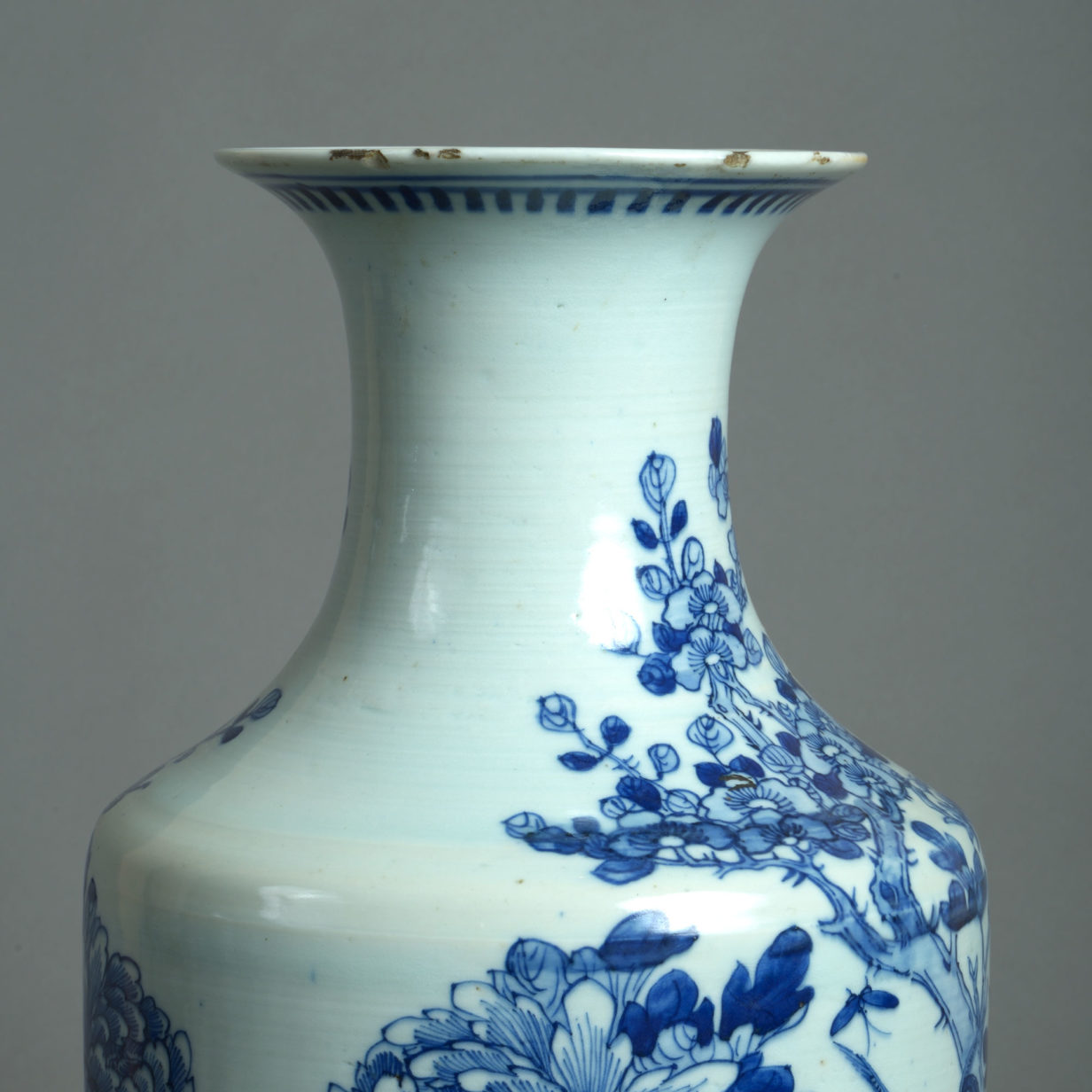 19th century pair of blue & white porcelain vases