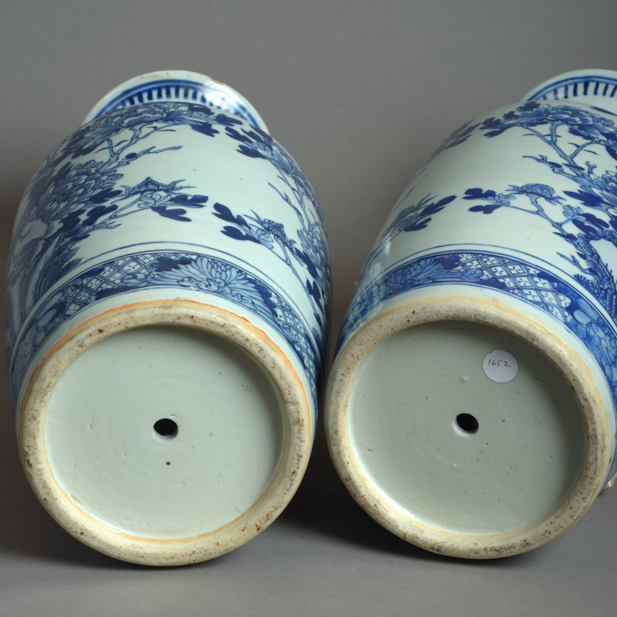 19th century pair of blue & white porcelain vases
