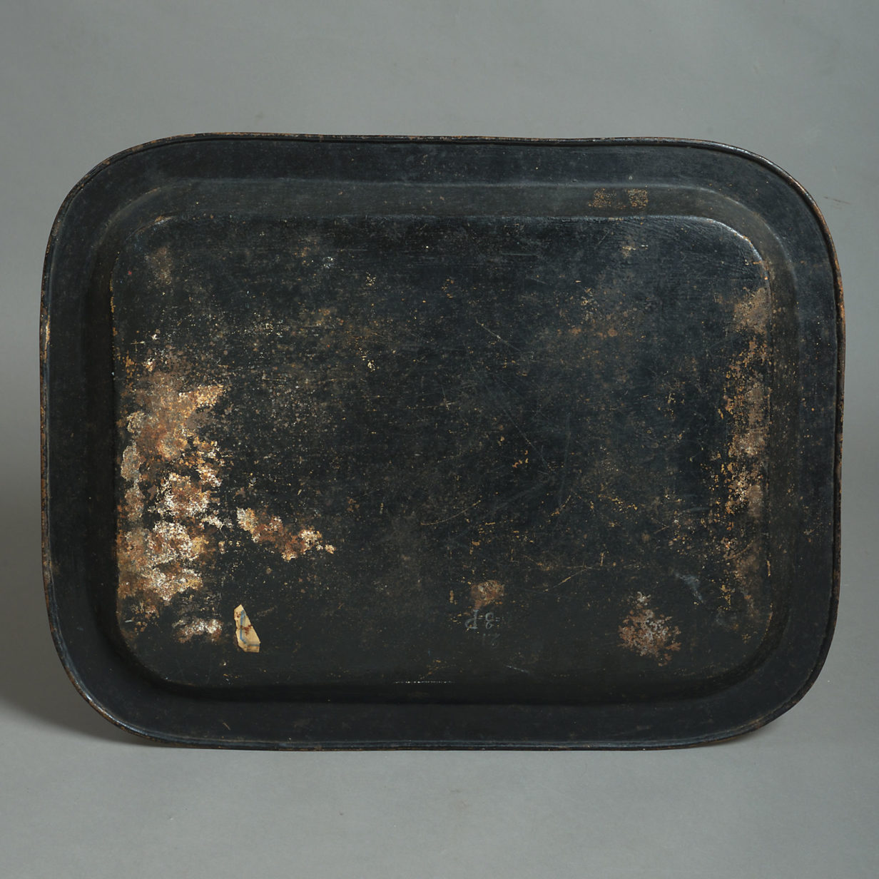 19th century black and gilt chinoiserie tole tray