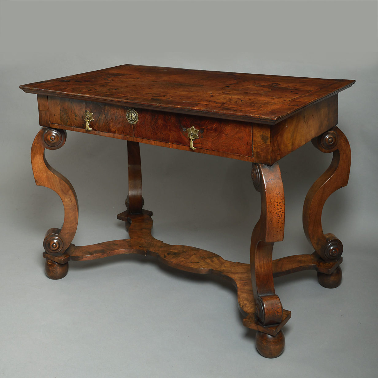 A 17th century and later burr walnut side table