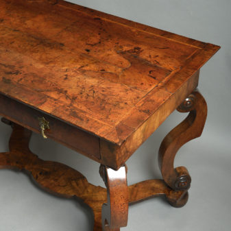 A 17th century and later burr walnut side table