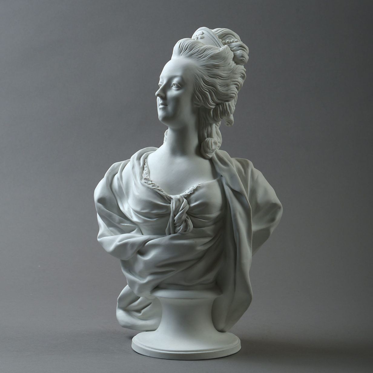 19th century biscuit porcelain bust of queen marie antoinette of france
