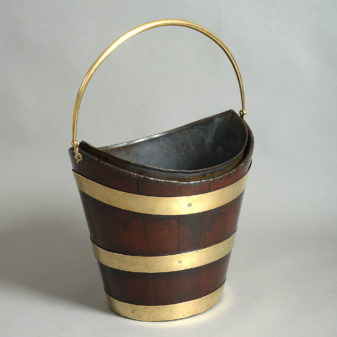 Late 18th century schooner form mahogany fire bucket