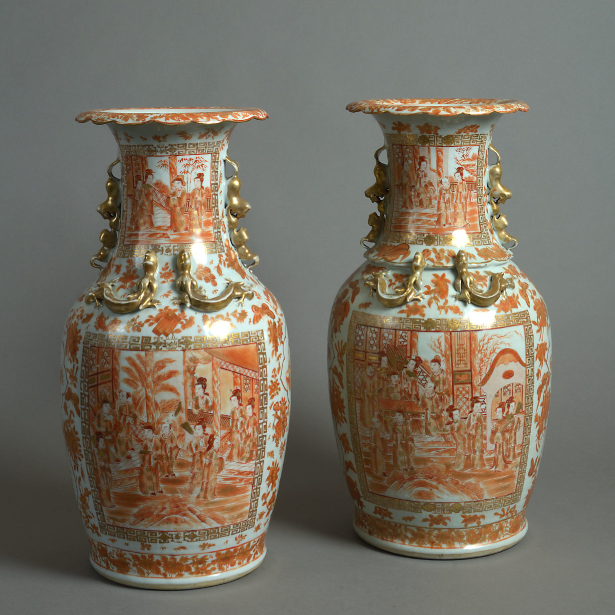 19th century pair of baluster porcelain vases