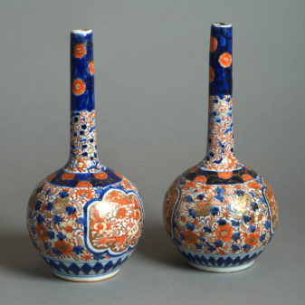 Pair of 19th century imari bottle vases