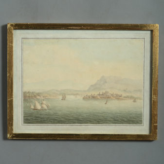 15 early 19th century watercolours of ships in devon, sicily and malta