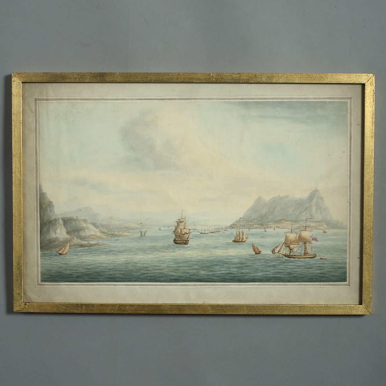 15 early 19th century watercolours of ships in devon, sicily and malta