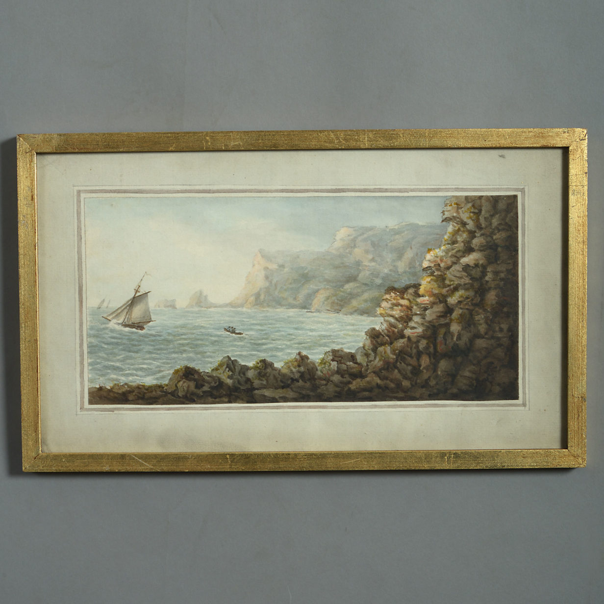 15 early 19th century watercolours of ships in devon, sicily and malta