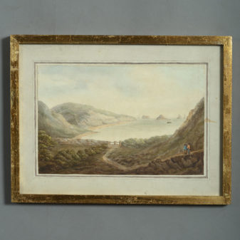 15 early 19th century watercolours of ships in devon, sicily and malta