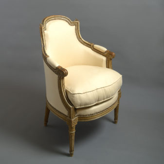 19th century pair of painted louis xvi style bergere armchairs