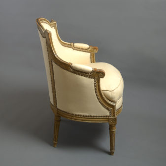 19th century pair of painted louis xvi style bergere armchairs