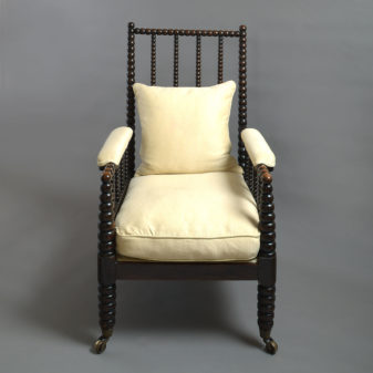 19th century george iv period ebonised bobbin turned armchair