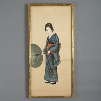 Six 19th century meiji period gouache portraits on silk