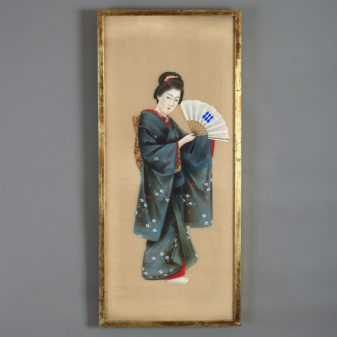 Six 19th century meiji period gouache portraits on silk