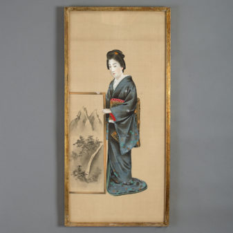 Six 19th century meiji period gouache portraits on silk