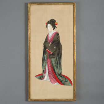 Six 19th century meiji period gouache portraits on silk
