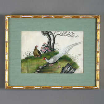 A pair of chinese export watercolours of exotic birds