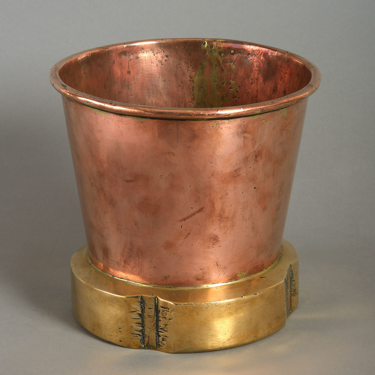 19th century victorian period brass & copper cooler or planter