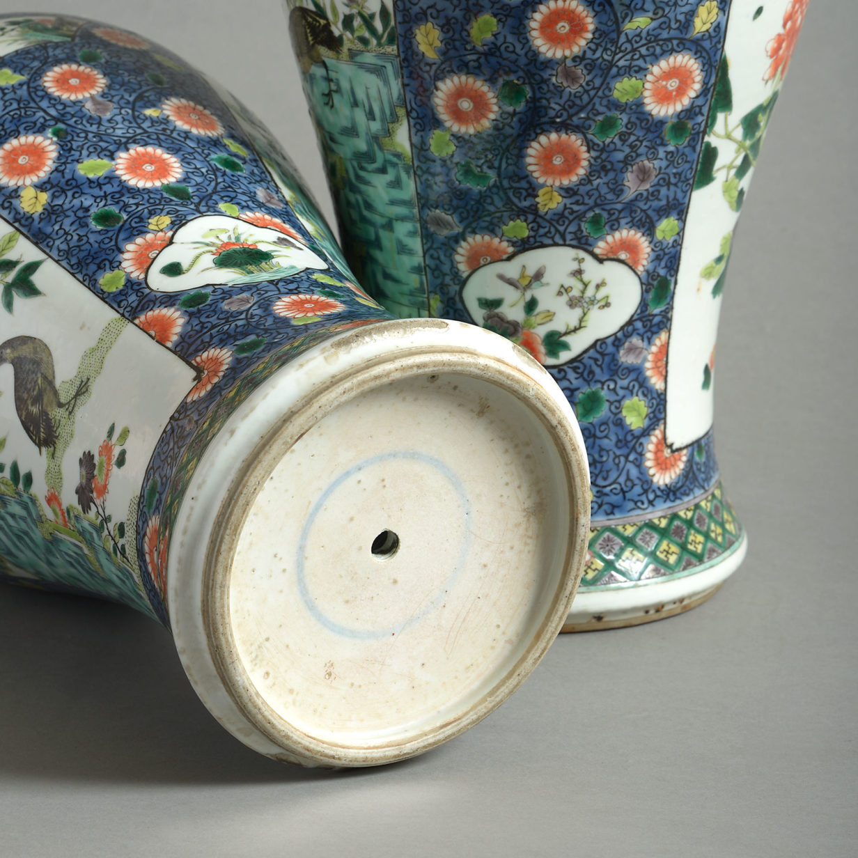 19th century pair of famille verte porcelain vases