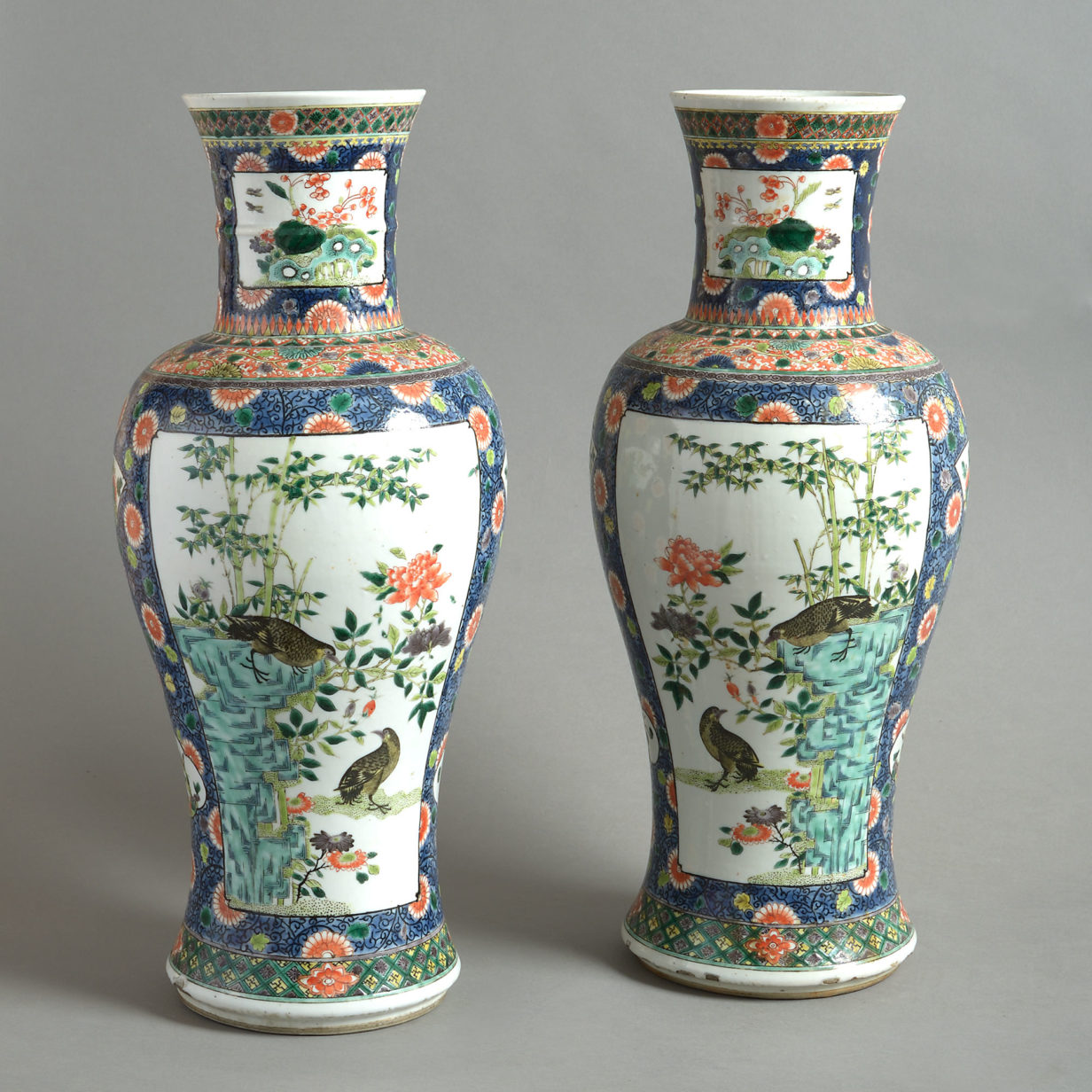 19th century pair of famille verte porcelain vases
