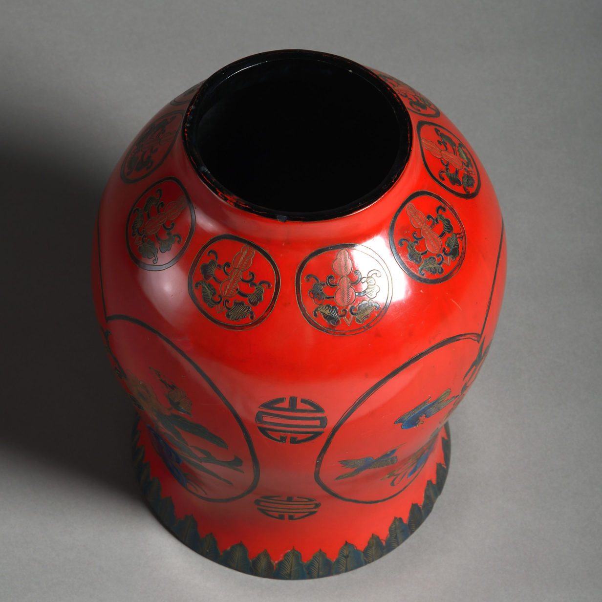 Early 20th century red lacquer vase