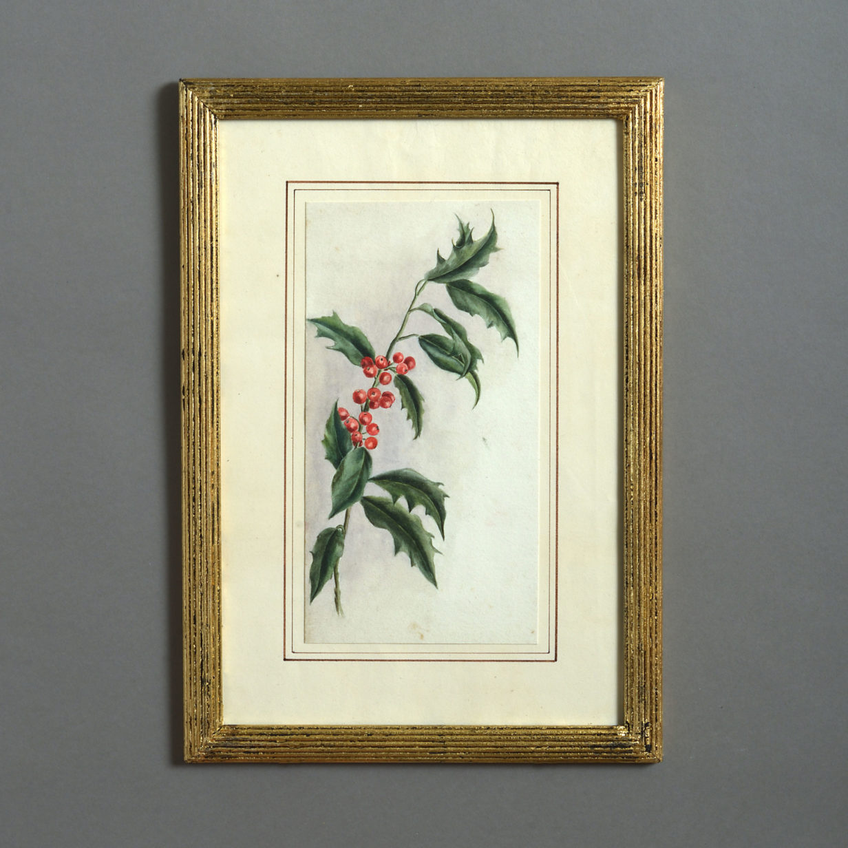 A late 19th century watercolour study of holly