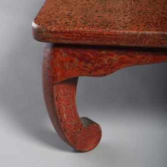 A 20th century wakasa-nuri red lacquer low or coffee table