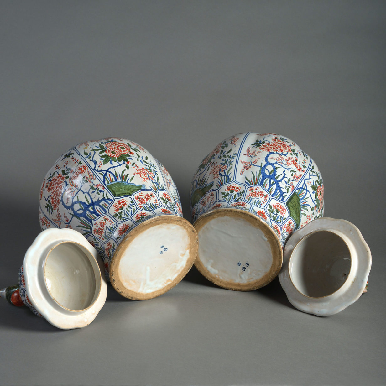 Late 19th century pair of faience pottery vases