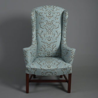 George iii style high wingback blue armchair