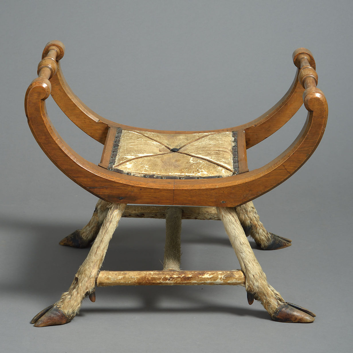 19th century walnut & taxidermy stool