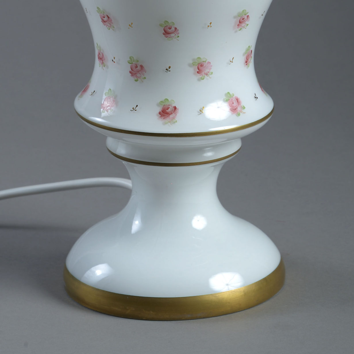 20th century rose painted opaline glass lamp