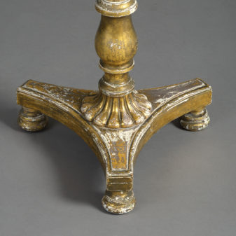 Early 19th century george-iv giltwood & painted tilt-top floral table