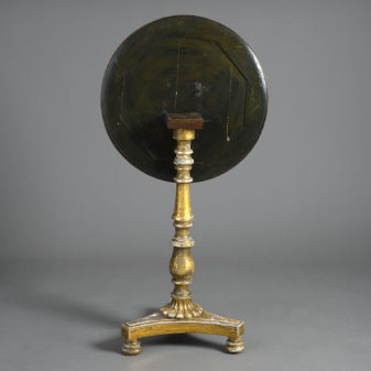 Early 19th century george-iv giltwood & painted tilt-top floral table