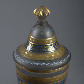 Pair of early 19th century glass lidded vases