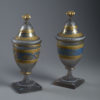 Pair of early 19th century glass lidded vases