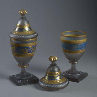 Pair of early 19th century glass lidded vases