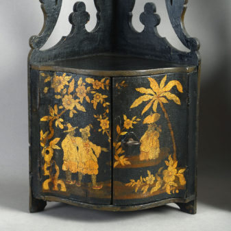 Pair of 18th century french japanned hanging corner cupboards