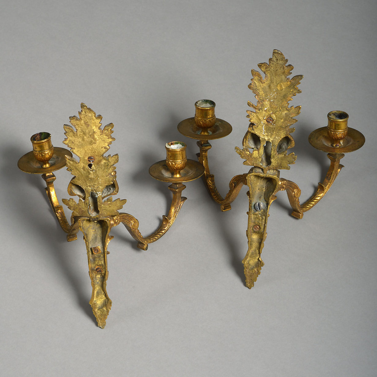 Early 18th century louis xiv gilt-brass wall-lights