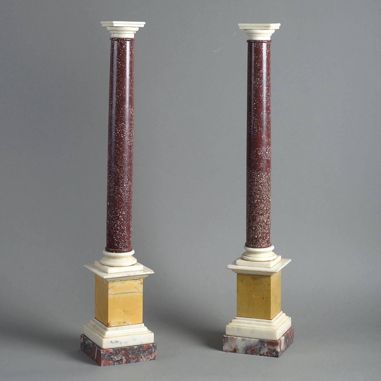 Pair of 19th century swedish porphyry classical table columns