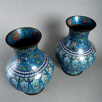 A 19th century pair of cloisonné vases