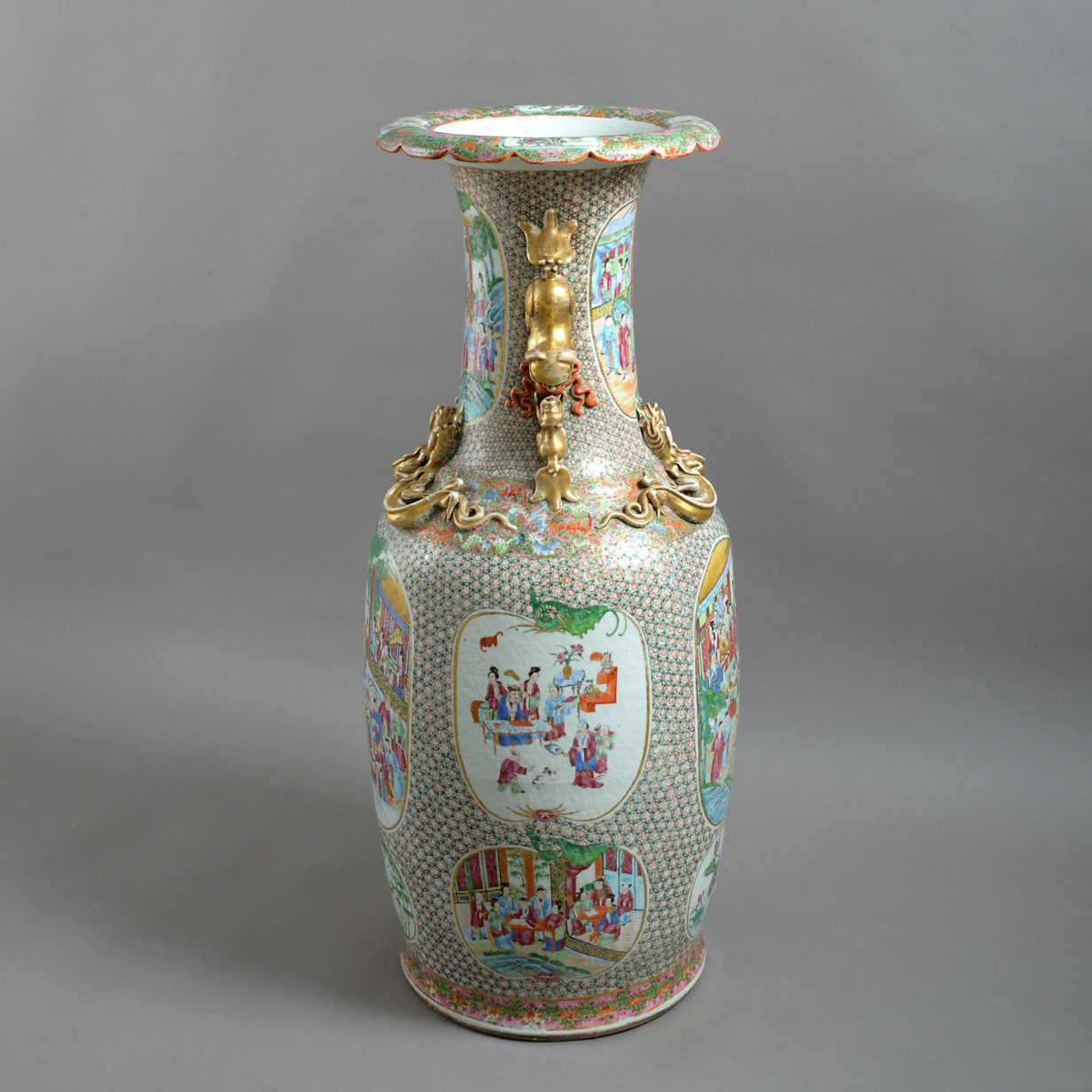 A large 19th century famille rose soldier vase