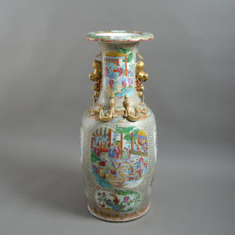 A large 19th century famille rose soldier vase