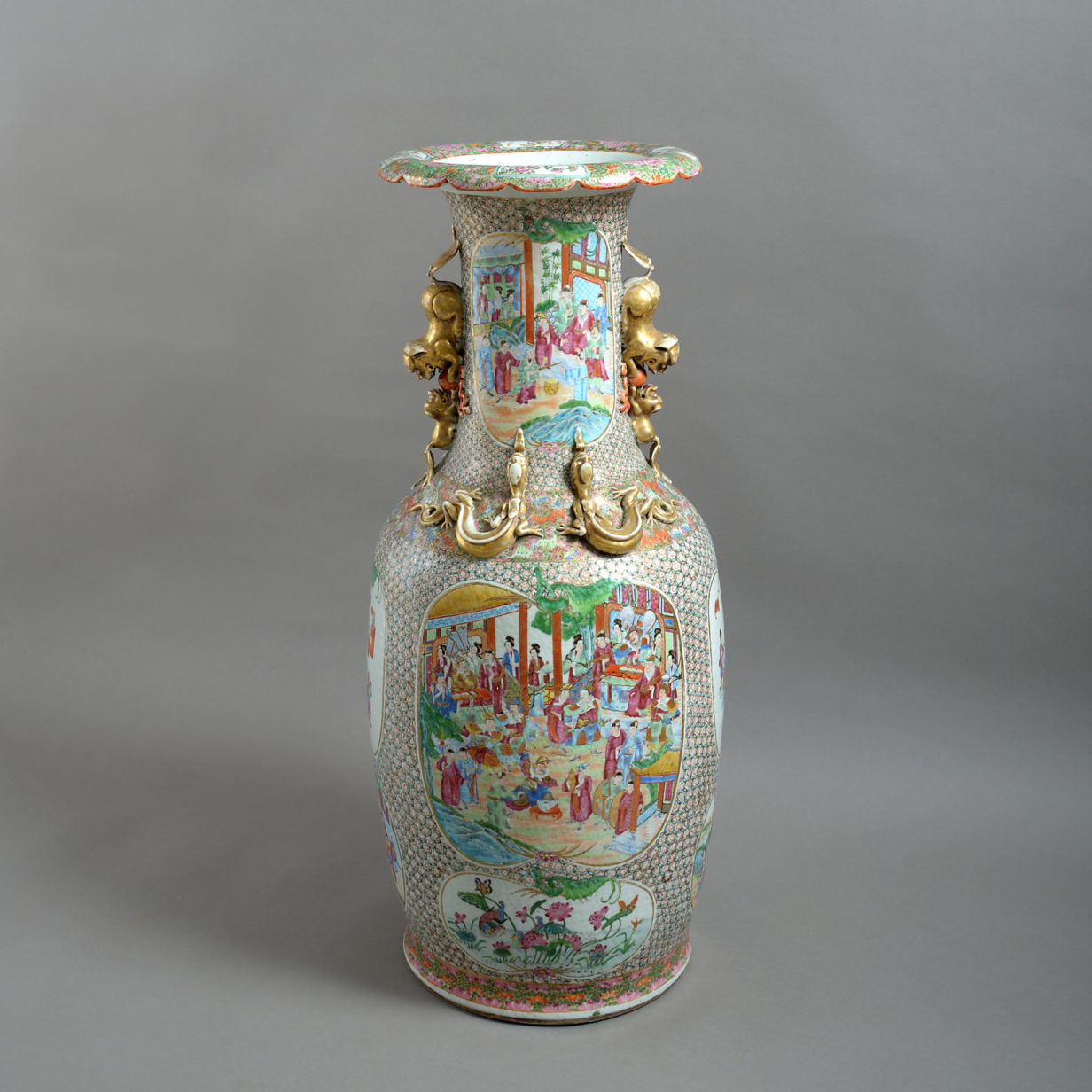 A large 19th century famille rose soldier vase