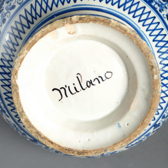 A 17th century blue & white maiolica vase