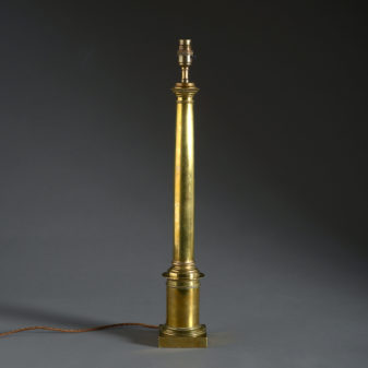A 19th century brass column lamp