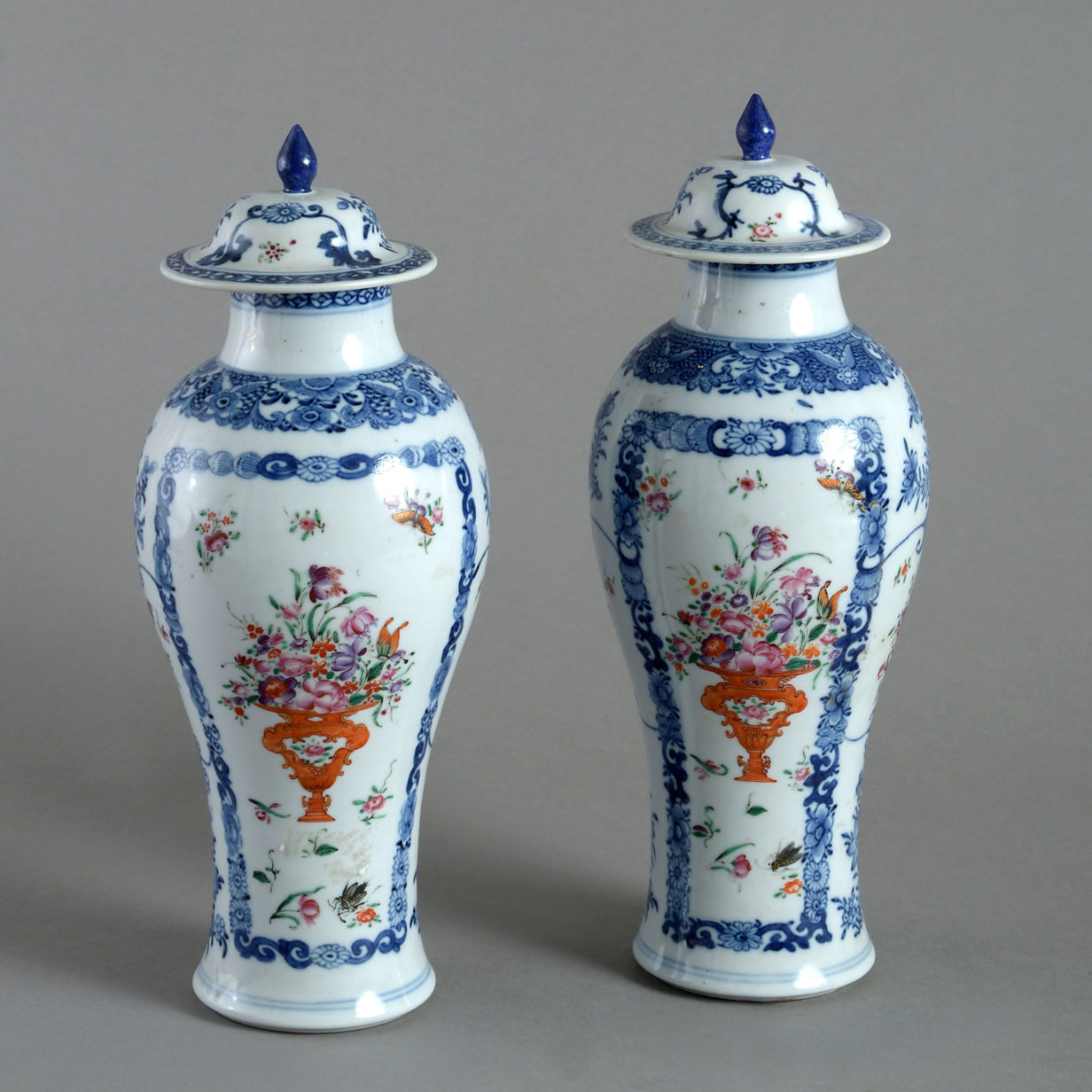 A pair of 18th century qianlong period porcelain vases