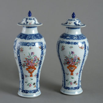 A pair of 18th century qianlong period porcelain vases